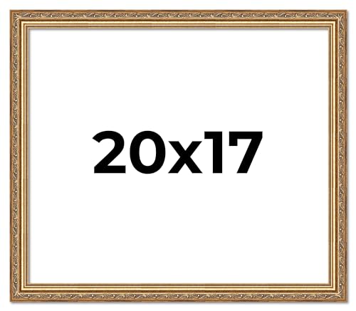Poster Palooza 20x17 Traditional Antique Gold Complete Wood Picture Frame with UV Acrylic Plexiglass, Foam Board Backing & Hardware Included