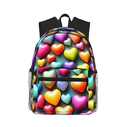 Sac à dos léger noir arc-en-ciel One Size avec poches homme femme université
