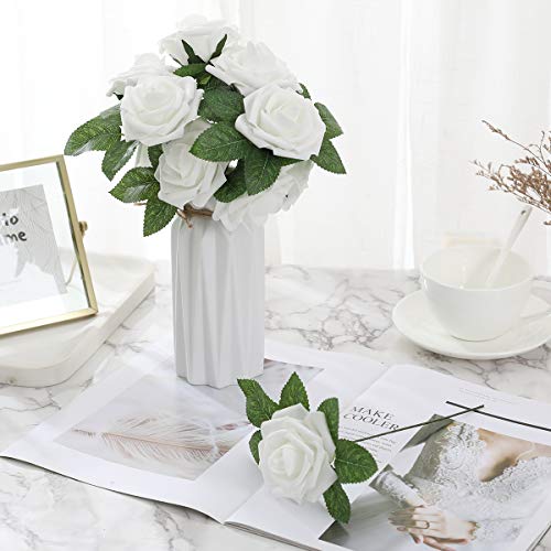 Derblue 60Pcs Artificial Roses Flowers Real Looking Fake Roses Artificial Foam Roses Decoration Diy For Wedding,Arrangements Party Home Decorations #TOP3
