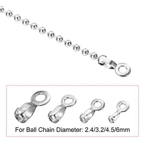 Meccanixity Ball Chain Connector, Stainless Steel Pull Loop Crimp Link Clasp Connection Fit For 2.4/3.2/4.5/6Mm Beaded Ball Chains, Silver Pack Of 60 #TOP1