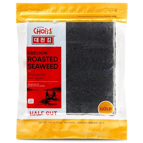 DAECHUN LAVER CO., LTD. Sushi Nori, resellable, Oro grado, producto de Corea 100 Hojas mitad