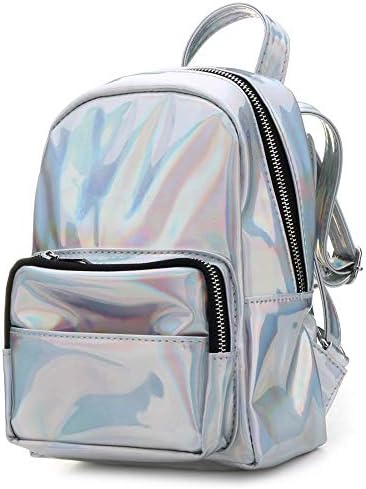 Women Holographic PU Leather Small Hologram Backpack Purse Wallet Bag