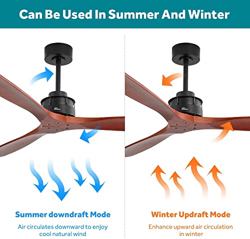 Sofucor Ceiling Fan without Lights, 60 Inch Low Profile Flush Mount Mordern Wood Ceiling Fan with Remote for Indoor Farmhouse Bedroom Living Room Outdoor Patio Porch, Reversible DC Motor, Noiseless by Sofucor - Image 4
