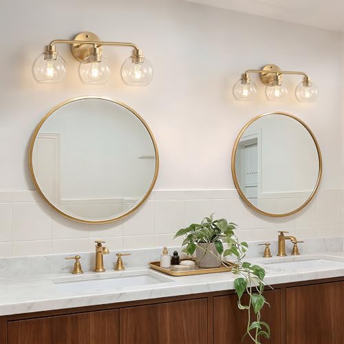 Image of Bathroom Light Fixtures Gold Vanity Light 3 Light Brushed Brass