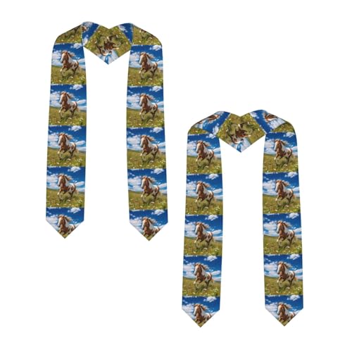 Grassland Horses Print Flat Satin Stole Graduation Ceremony Gift for Son Daughter Friends Sister2