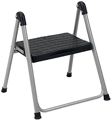 COSCO One Step Steel, Resin Steps, Step Stool without Handle, Platinum/Black