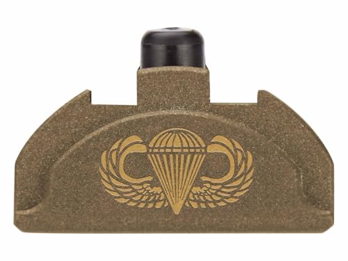 NDZ Performance Grip Plug for Glock Gen 4-5 with Backstrap – Heavyweight Brass – Fits G17 G19 G22 G23 G31 G34 G45 G47 – Cerakote Burnt Bronze Finish, Airborne Jump Wings – Made in USA