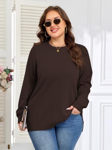 Image of BELAROI Women Plus Size Sweaters Long Sleeve Fall Pullover Sweater Tops