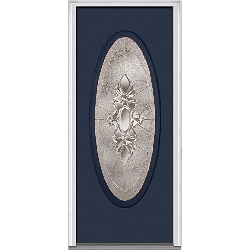 National Door Company ZZ02504R Fiberglass Smooth, Naval, Right Hand In-swing, Exterior Prehung Door, Heirloom Master Large Oval, 36
