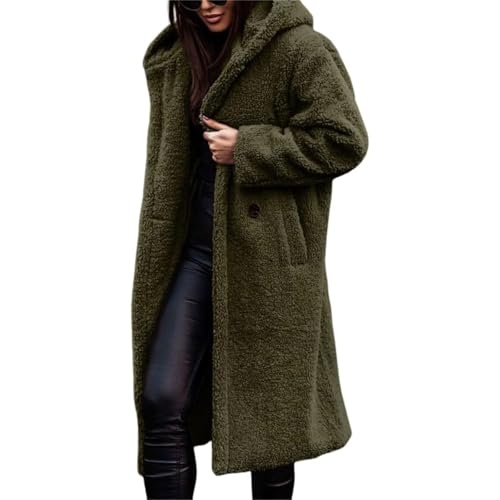Manteaux longs pour femmes mode chaude et confortable en polaire verte