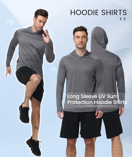 ZITY Sun Hoodie Mens Hooded UPF 50+ Long Sleeve UV Protection Shirts for Men Fishing Shirts for Men with Hood Mens Shirts 3 Pack