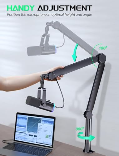 Image of FIFINE Mic Boom Arm, Microphone Stand with Cable Management Channels, Extension Tube, Desk Clamp, Thread Adapter, Fully Adjustable Metal-Built Podcast Mic Arm for Streaming Gaming Recording-BM66T