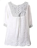 Kafeimali Women's Embroidery Bohemian Shirts Tunic Peasant Tops Mexican Blouse