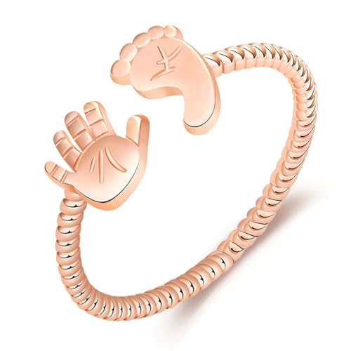 CUBIKOKIH Anillo de palma y pies de bebé, ajustable, abierto para bebé, anillos personalizados para mamá, bonitos anillos de palma de pie, Medium, Epoxi