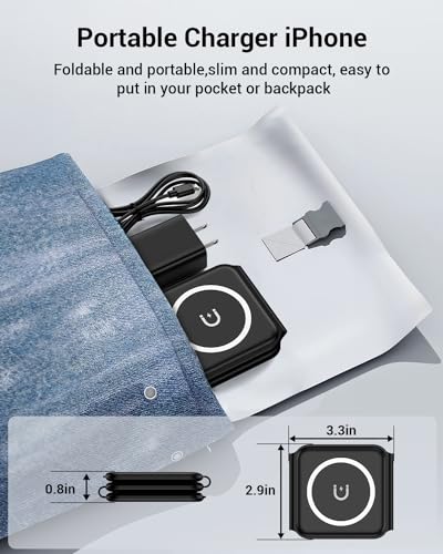 Carregador sem fio 3 em 1, estação de carregamento sem fio magnética dobrável para iPhone 13/12/11 P