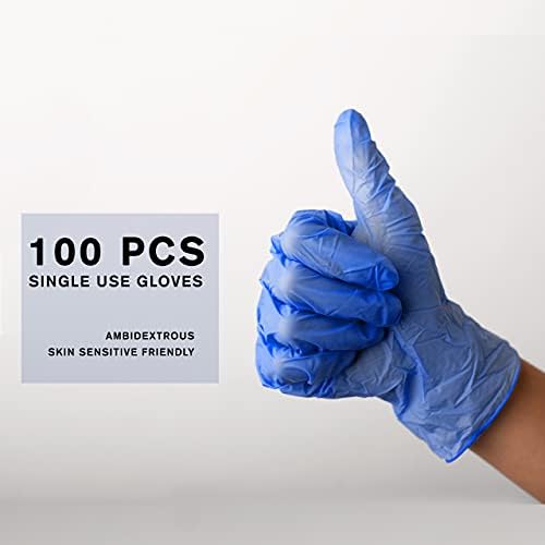 Straame Pack of 100 Disposable Vinyl Gloves, Powder Free and Latex Free Single Use Gloves, Versatile Multi-Purpose and Single Use Gloves, Non Sterile Gloves (Large, Blue)