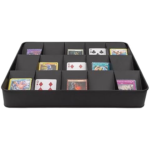 Toy Vault Enamelware Card Sorting Tray (15-Slot); Large Black Metal Card Tray Organizer for CCG Games and Board Games Cover