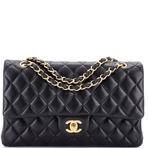 Pre-Loved Classic Double Flap Bag Quilted Lambskin Medium, Black - Main Image
