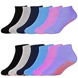 SkiBeaut 6 Pairs Trampolines Socks for Kids Ankle Grip Socks Non Slip Children Crew Socks for Boys and Girls...