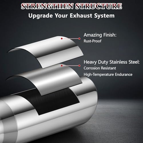 Image of Exhaust Tip 4 inch Inlet 7 inch Outlet 15 inch Long, High Performance Stainless Steel, Rustproof Polished Finish, Rolled Angle Cut, Bolt-On Diesel Tail Pipe, Universal for Car Truck