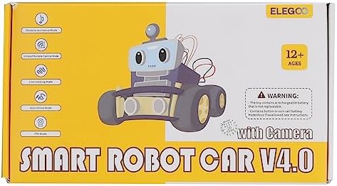 ELEGOO Inteligentny Zestaw Samochodowy Robota V4.0 Kompatybilny z Arduino IDE, Zestaw do Budowy Elektroniki z Kamerą, UNO R3, Moduł Bluetooth, Zabawki-Roboty Samochodowe dla Dzieci