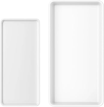 Exquisite Bathroom Tray Set of 2; 6" Light Weight Tray & 8" High Edge Tray