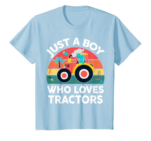 Kids Just A Boy Who Loves Tractors-Shirt Birthday Baby Toddler T-Shirt