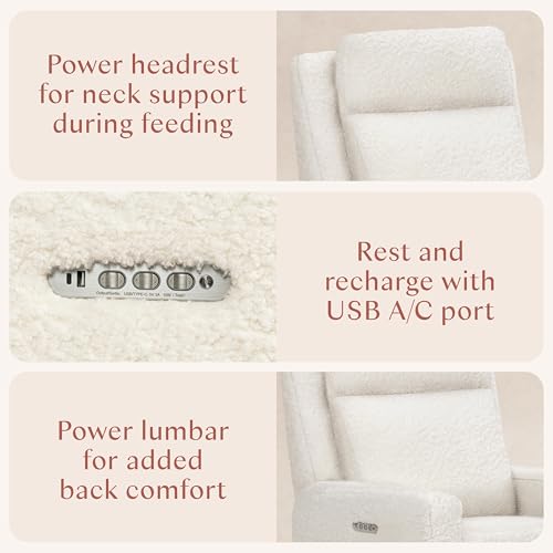 Image of babyletto Sigi Pro Power Recliner and Swivel Glider with in Cream Shearling