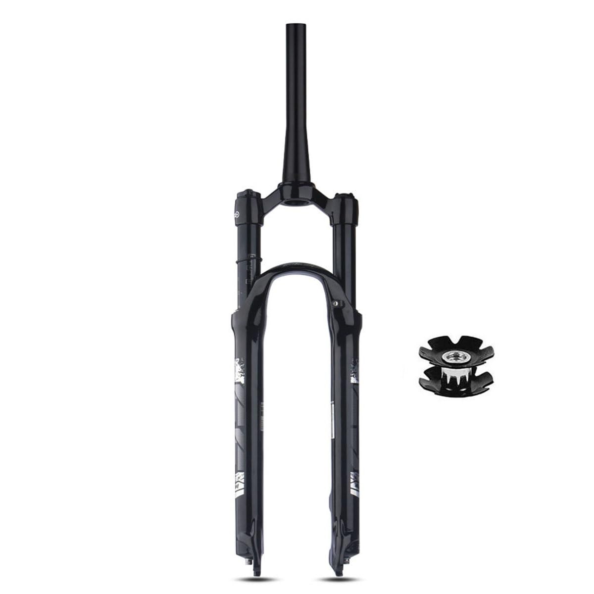 WIQUYBML 26/27.5/29 In Mountain Bike Air Suspension Forks 100mm Travel 1-1/2" Inch Tapered Tube MTB Manual Lockout 9mm QR Disc Brake XC AM Bicycle Front (Color : Black, Size 26inch)