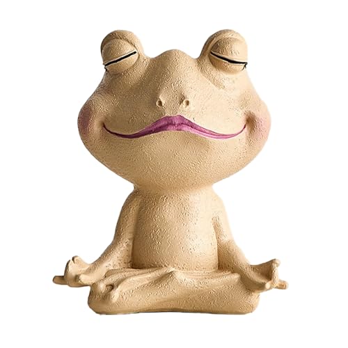 Cute Yoga Frog Planter,Creative Yoga Sitting Figurine Flowerpot with Drainage
