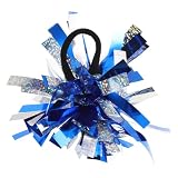 HOODANCOS Pompons für Kinder in Blau und Silber Haargummis aus Kunststoff mit Angenehmem Material und Einfachem Gebrauch für Kinderaufführungen und Cheerleading Feiern
