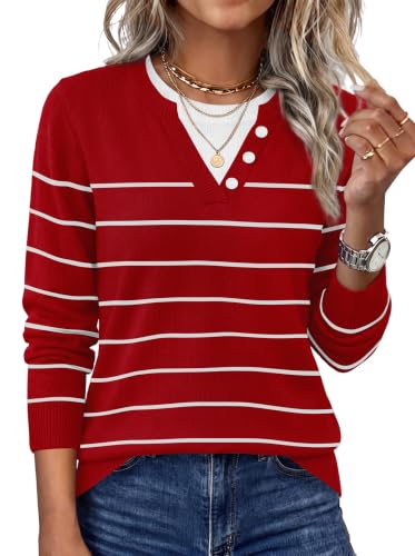 WIHOLL Red and White Striped Shirt Holiday...