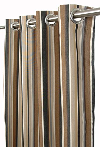 Sweet Summer Living Outdoor/Indoor Sunbrella Curtain 96 inch x 50 inch with 8 Stainless Steel Grommets Capital Espresso Stripe
