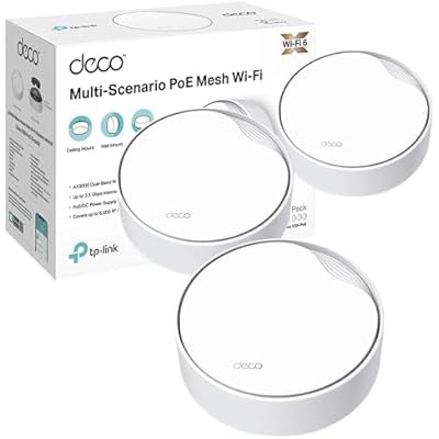 TP-Link Deco X50-PoE(3-pack) AX3000Mbps Mesh WiFi 6 System with PoE, 2.5 GbE Port, AI-Driven WiFi Booster Router covers up to 600m2, Connect up to 150 devices, 1.0 GHz Dual-Core CPU, HomeShield