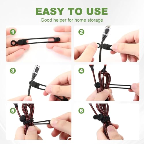 Organizador de Cables para Datos 10PC, 2026 Actualización Lazos de Silicona Reutilizables para Manejo de Cables, Organizador Elástico Multipropósito para Sujetar y Agrupar Cables y Cuerdas (A) miniatura 6