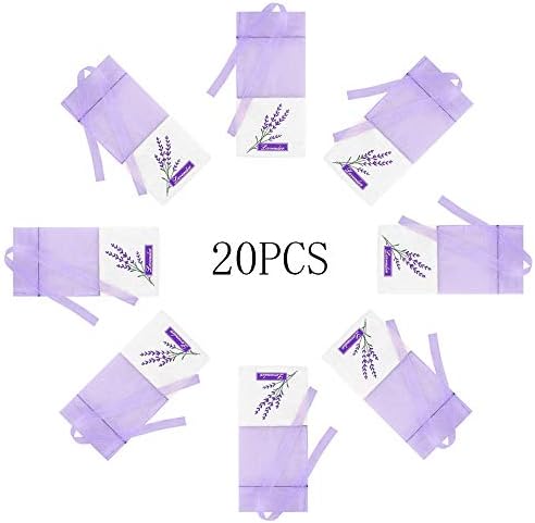Lavender Bags Empty, 20 Pieces Floral Printing Sachet Empty Bags Purple Drawstring Scent Lavender Bags Drawstring Bags Sack Scented Bags Gift Bags Cotton Bags for Lavender Spice and Herbs Light Purple