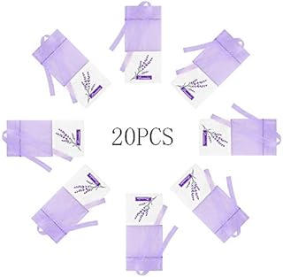 Lavender Bags Empty, 20 Pieces Floral Printing Sachet Empty Bags Purple Drawstring Scent Lavender Bags Drawstring Bags Sack Scented Bags Gift Bags Cotton Bags for Lavender Spice and Herbs Light Purple