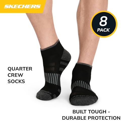 Skechers Men's 8-Pack Work Collection Quarter Crew Socks, Extended Cushion & Mesh Ventilation2
