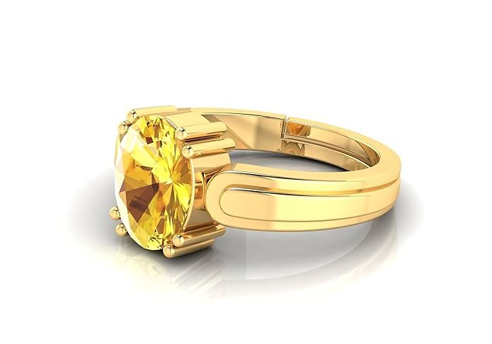 10.25 Ratti 9.00 Carat Certified AAA++ Quality Natural Yellow Sapphire Pukhraj Gemstone Ring Gold for Men and Women's
