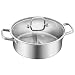 Stal szlachetna Hot Pot Shabu Hot Pot z separatorem i szklaną pokrywką, ociekacz kuchenny, zupa, narzędzie kuchenne, obustronne Yin Yang Hot Pot, do kuchenek indukcyjnych, kuchenek gazowych