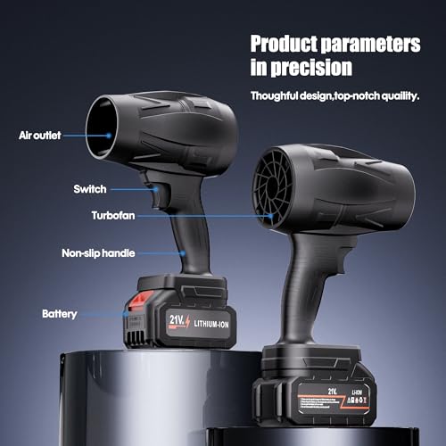Image of DOZAWA Cordless Leaf Blower 130000 RPM, Lightweight Handheld Turbo Blower with Stepless Speed, 130 MPH, Includes 21V Battery and Charger, Ideal for Lawn, Patio, Dust, Snow