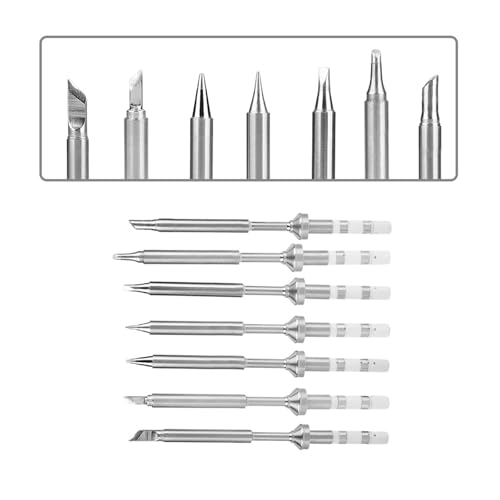 Image of TS100 Soldering Iron Tips Kit (Complete Set of 7 Pieces) with 7 Stainless Steel Replacement Heads Mini Portable Welding Soldering Tools