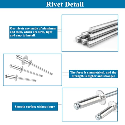 Image of 780pcs Pop Rivets with Washers Assortment Kit,14 Sizes Pop Aluminum Rivets(3 /32 1 /8 5 /32 3 /16 1 /4 inch) and 4 Sizes washers,Assorted Blind Rivets for DIY /Automotive Repairs /Furniture with Box