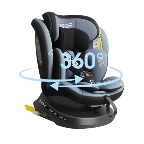 Reecle I-Size 360 Girevole Seggiolino Auto con ISOFIX, 40-150cm(Gruppo 0 + 1/2/3, 0-36 kg), ca. 0-12 anni (I-Size, Nero)