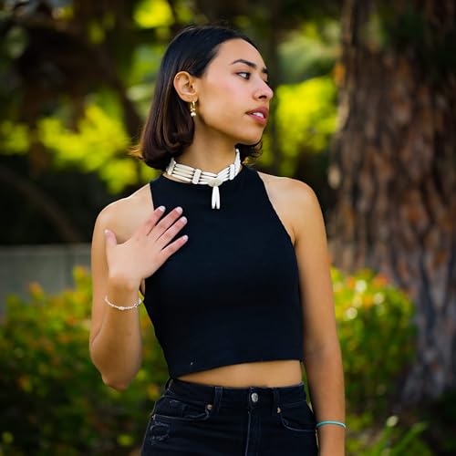 outROAR Gear American Indian Style Bone Choker Necklace, 4 Row White Traditional Hairpipe, Unisex Adjustable2