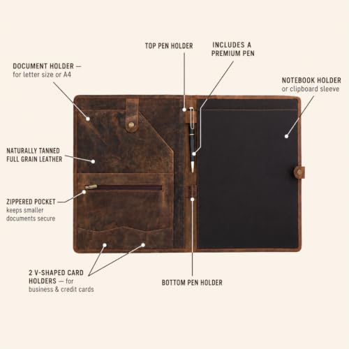 NomadCraftsCo Leather Portfolio with Pen
