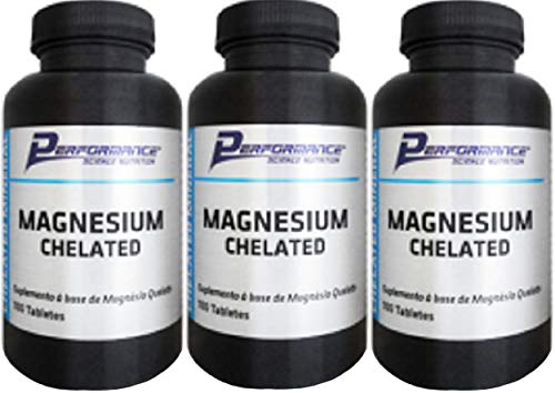 Magnésio Mineral Quelato 260 mg Performance Nutrition 100 Tabletes Kit 3 Und