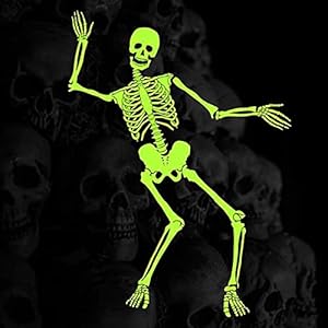 Jagmag ® 1 pcs Halloween Decoration Decor Posable Skeleton – Luminous Skeleton, Outdoor Crazy Scary Hanging Prop…