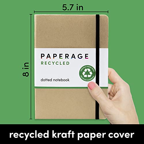 PAPERAGE-Recycled-Dotted-Journal-Notebook-Kraft-Natural-Brown-160-Pages-Medium-57-inches-x-8-inches-100-GSM-Thick-Paper-Hardcover