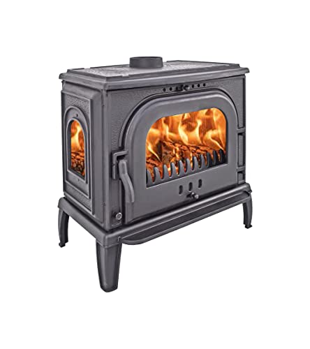 The Sevenoaks-15kw Full Cast Iron Stove Big Wood Burning Stove 50-150m2  Capacity, Black : Amazon.co.uk: DIY u0026 Tools